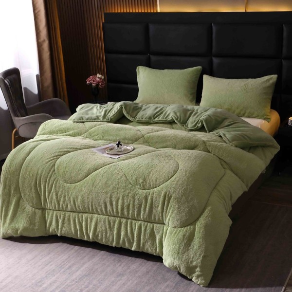 Pilota Cocolino din blanita artificiala de iepure 200x230cm si 2 fete de perna 50x70cm, Olive [1]