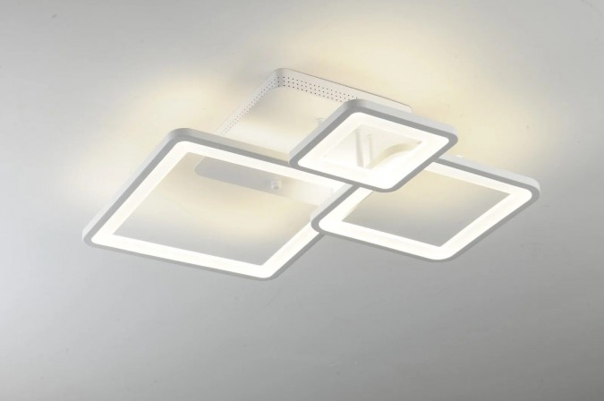 Lustra LED RFAN, Model K002-3, Cu Telecomanda, 3 Tipuri De Lumina, Intensitate Reglabila, 61W, Alb