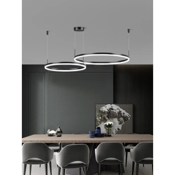 Lustra LED Tip Pendul RFAN, Model F203001/2, Cu Telecomanda, 3 Tipuri De Lumina, Inaltime Reglabila, 120W, Negru [1]
