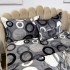 Lenjerie pat dublu, Super Pufoasa COCOLINO, 4 piese, cu ELASTIC, Gri, cercuri [3]