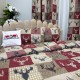 Set Lenjerie Pat Dublu Crăciun 4 Piese + 2 Draperii 150x235cm din Bumbac Ranforsat – Confort și Eleganță, Fabricat în România, Roșu, Bej, pătrățele, reni