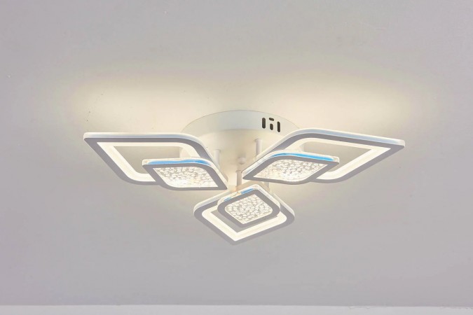 Lustra LED RFAN, Model M408-3, Cu Telecomanda, 3 Tipuri De Lumina, Intensitate Reglabila, 108W, Alb