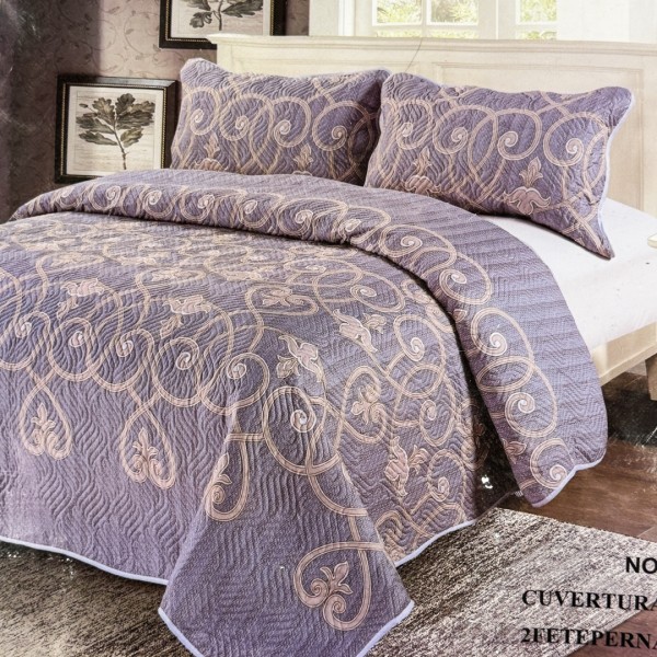 Cuvertură Pat Dublu, 3 Piese, Bumbac 100% Imprimat – Calitate Premium, cu Imprimeu Durabil, cod CSA-CV26 [1]