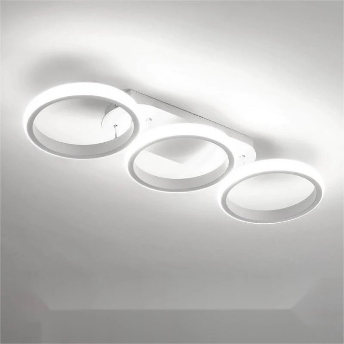 Lustra LED RFAN, Model B130-3WH, 3 Tipuri De Lumina, 54W, Alb