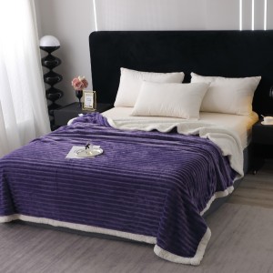 Patura Super Soft Cocolino, model gofrat in dungi, cu blanita Sherpa, 200x230 cm, Indigo Patura Super Soft Cocolino, model gofrat in dungi, cu blanita Sherpa, 200x230 cm, Indigo
