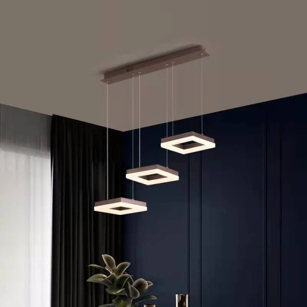Lustra LED Tip Pendul RFAN, Model F205-3, Cu Telecomanda, 3 Tipuri De Lumina, Inaltime Reglabila, 96W, Maro [1]
