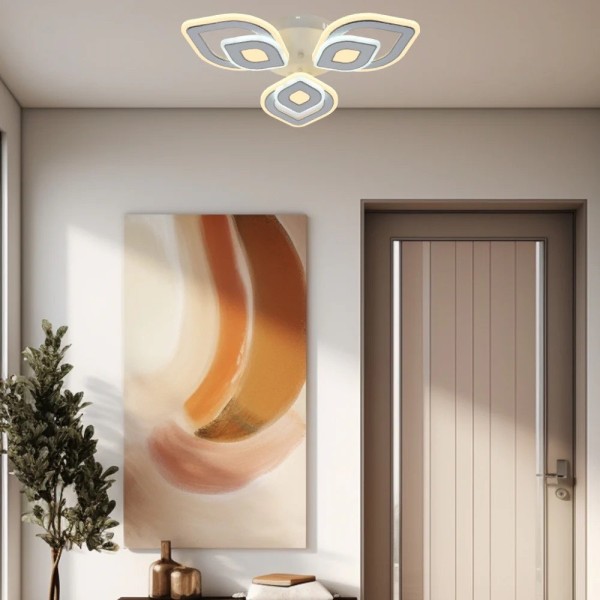 Lustra LED RFAN, Model R9007/3+3, Cu Telecomanda, 3 Tipuri De Lumina, Intensitate Reglabila, 126W, Alb [1]