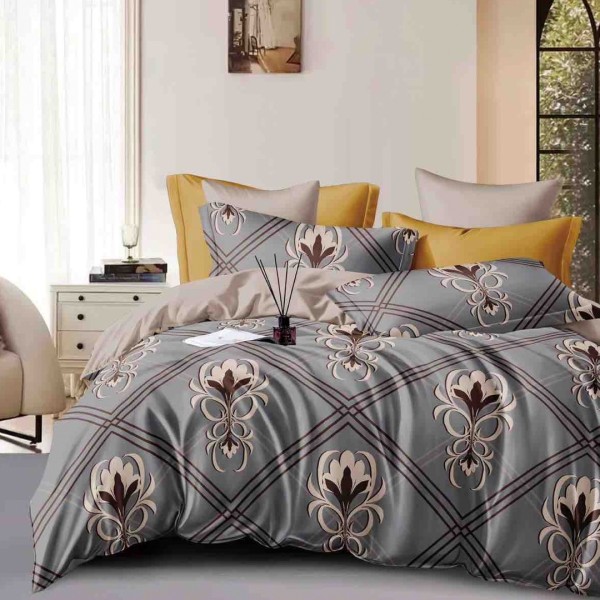 Lenjerie pat dublu,  FINET, 6 piese, Jojo Home, Gri, forme geometrice [1]