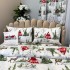Set Lenjerie Pat Dublu Crăciun 4 Piese + 2 Draperii 150x235cm din Bumbac Ranforsat – Confort și Eleganță, Fabricat în România, Bleu, Verde, Rosu, peisaj montan de iarna, brazi, cabane, cerbi [8]