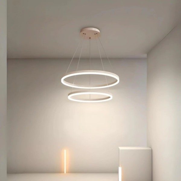 Lustra LED Tip Pendul RFAN, Model F310/2, Cu Telecomanda, 3 Tipuri De Lumina, Inaltime Reglabila, 120W, Alb [1]