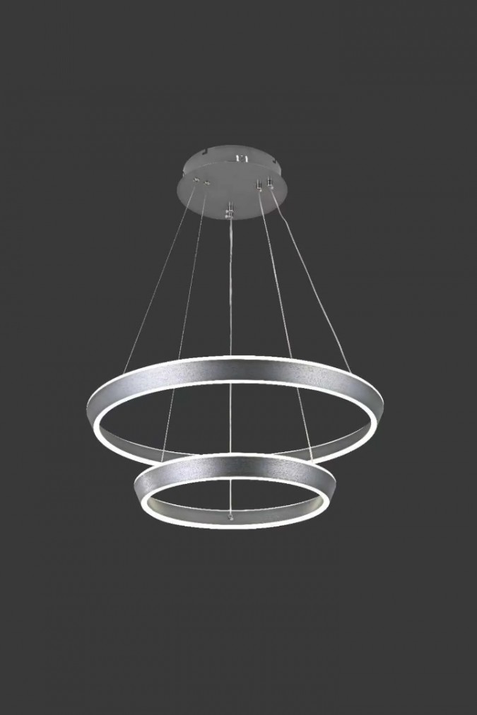 Lustra LED Tip Pendul RFAN, Model C23009/2, Cu Telecomanda, 3 Tipuri De Lumina, Inaltime Reglabila, 240W, Gri