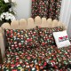 Set Lenjerie Pat Dublu Crăciun 4 Piese + 2 Draperii 150x235cm din Bumbac Ranforsat – Confort și Eleganță, Fabricat în România, Verde, ciorapii, fulgi de nea