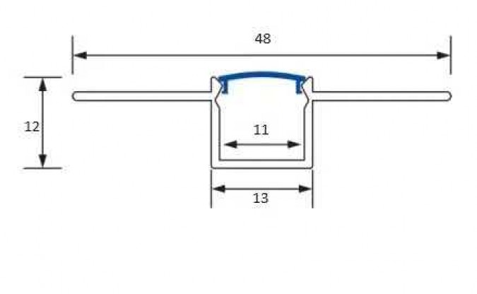 Profil LED Incastrat Pentru Finisaj Glet, Flexibil, Lungime 3m, Latime 1.3cm