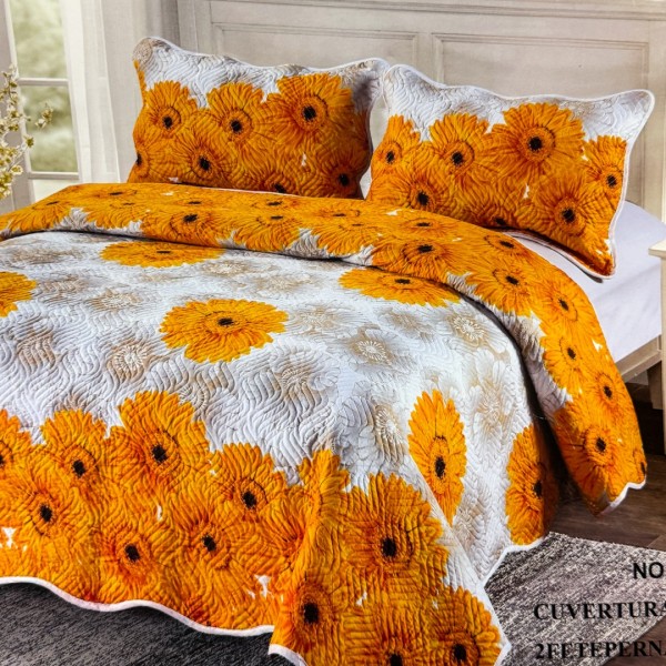 Cuvertură Pat Dublu, 3 Piese, Bumbac 100% Imprimat – Calitate Premium, cu Imprimeu Durabil, cod CSA-CV04 [1]