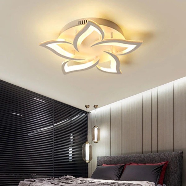 Lustra LED RFAN, Model M027-5, Cu Telecomanda, 3 Tipuri De Lumina, Intensitate Reglabila, 49W, Alb [1]