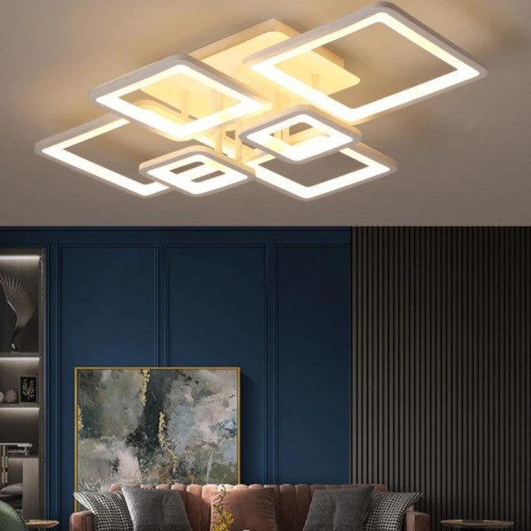 Lustra LED RFAN, Model K002-6 WH, Cu Telecomanda, 3 Tipuri De Lumina, Intensitate Reglabila, 228W, Alb [1]