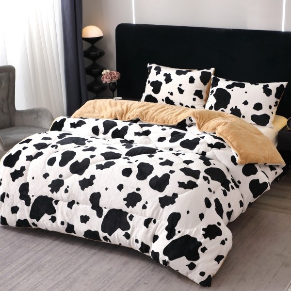  Pilota Cocolino cu blanita 200x230cm si 2 fete de perna 50x70cm, Alb, Negru, animal print [1]