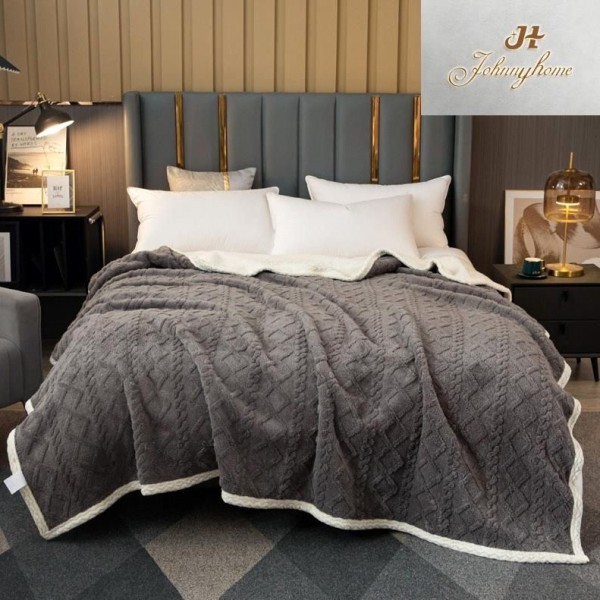 Patura CoCoLiNo tip Tricotaj cu blanita, 200x230cm, Gri inchis [1]