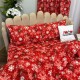 Set Lenjerie Pat Dublu Crăciun 4 Piese + 2 Draperii 150x235cm din Bumbac Ranforsat – Confort și Eleganță, Fabricat în România, Roșu, fulgi de nea