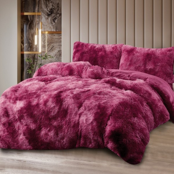 Lenjerie Cocolino Fluffy Super Pufoasă, Set 4 Piese, Pat Dublu, Cearșaf cu elastic – Căldură și Confort Premium, Ideală pentru Nopți Friguroase, Violet degrade [1]