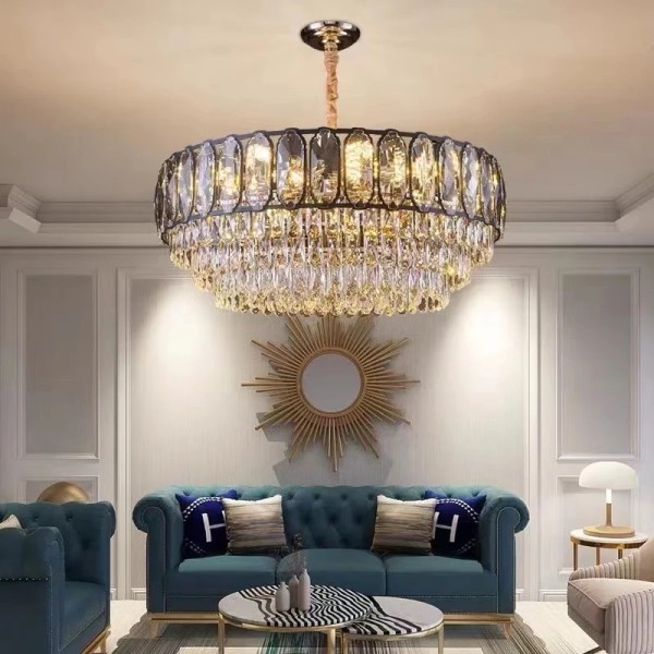 Candelabru RFAN, Model H98048-500, Textura Cristal, Metal, 6 X E27, Auriu [1]