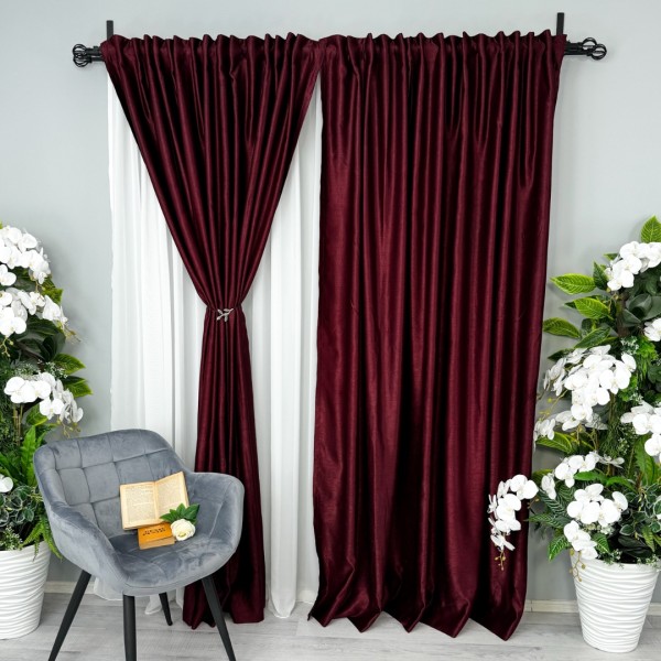 Draperie Soft Touch, cu Aspect Fin și Tenta Satinată, 140cm latime x 260cm înălțime, cu TIV LAT, Visiniu [1]