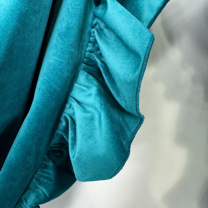 Draperie din catifea, cu volanase - LA COMANDA pe dimensiunile tale, turquoise
