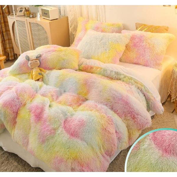 Lenjerie pat super pufoasa, COCOLINO Fluffy,  4 piese, Multicolor deschis degrade [1]