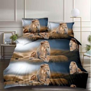 Lenjerie pat dublu (140x200cm, 160x200cm, 180x200cm), cearsaf clasic, imprimeu 3D, Maro, lei