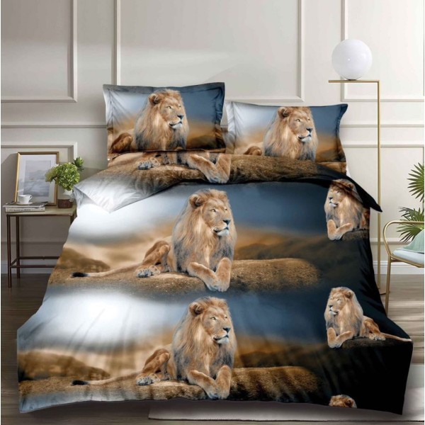 Lenjerie pat dublu (140x200cm, 160x200cm, 180x200cm), cearsaf clasic, imprimeu 3D, Maro, lei [1]