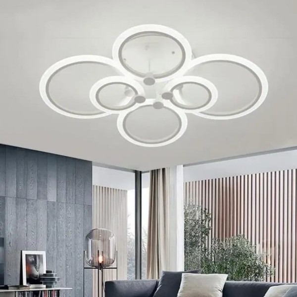 Lustra LED RFAN, Model K38-2+2+2RGB, Cu Telecomanda, 3 Tipuri De Lumina Plus Lumina RGB, Intensitate Reglabila, 176W, Alb [1]