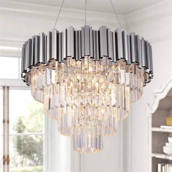 Candelabru RFAN, Model WL339/500, Textura Cristal, Metal, 8 X E27, Argintiu [1]