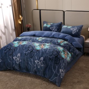 Lenjerie pat dublu, Super Pufoasa COCOLINO, 4 piese, Albastru, fluturi Lenjerie pat dublu, Super Pufoasa COCOLINO, 4 piese, Albastru, fluturi