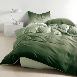 Lenjerie pat 140x200cm, 4 piese, cu ELASTIC,  Verde