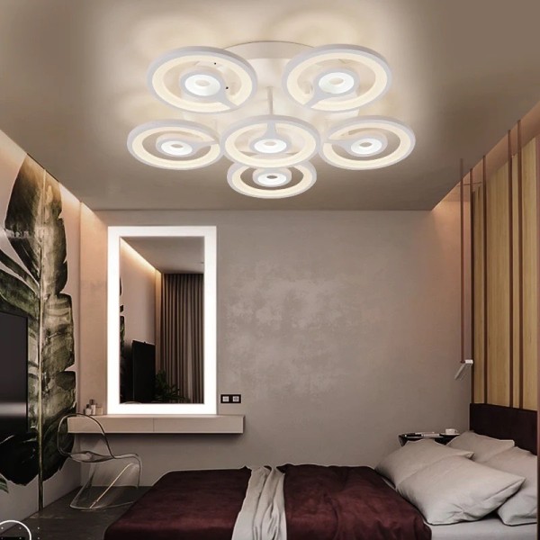 Lustra LED RFAN, Model K17/5, Cu Telecomanda, 3 Tipuri De Lumina, Intensitate Reglabila, 192W, Alb [1]