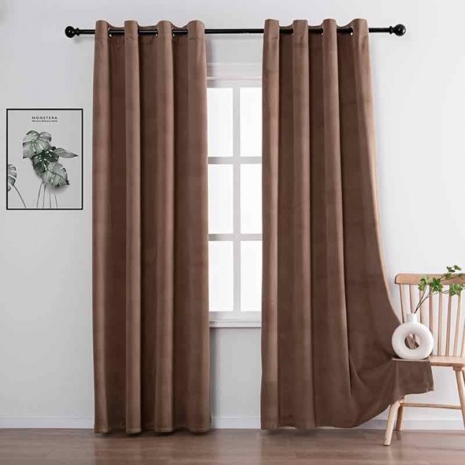 Draperie Blackout 80% din catifea Cafea cu Lapte - LA COMANDA pe dimensiunile tale