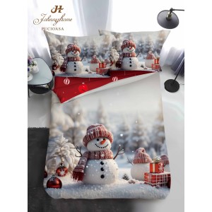 Lenjerie pat 1 PERSOANA, BUMBAC FINET, 4 piese, Identică cu Poza, Craciun, Gri, Multicolor, om de zapada Lenjerie pat 1 PERSOANA, BUMBAC FINET, 4 piese, Identică cu Poza, Craciun, Gri, Multicolor, om de zapada