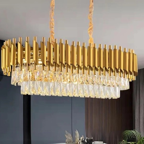 Candelabru RFAN, Model S89001/800*300, Textura Cristal, Metal, 8 X E27, Auriu [1]
