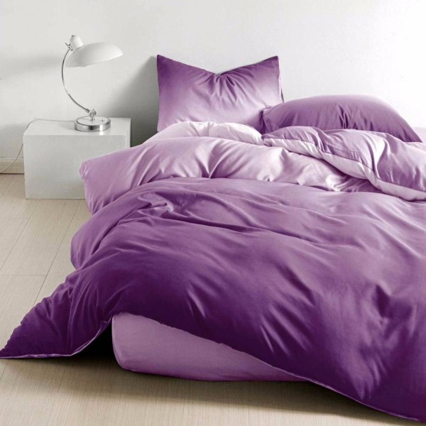 Lenjerie pat dublu cu Elastic (160x200cm si 180x200cm), bumbac satinat, Mov [1]