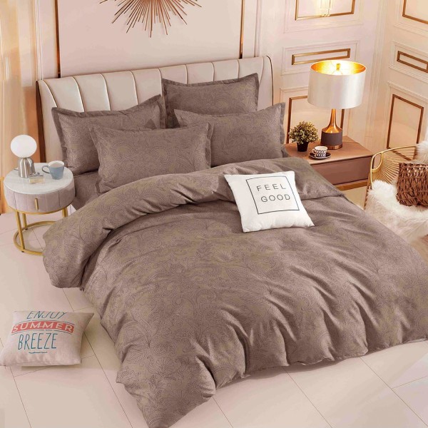 Lenjerie pat dublu,  FINET, 6 piese, Jojo Home, Maro, model floral [1]