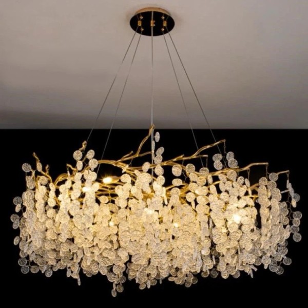 Candelabru RFAN, Model R9103/800, Textura Cristal, Metal, 8 X E14, Auriu [1]
