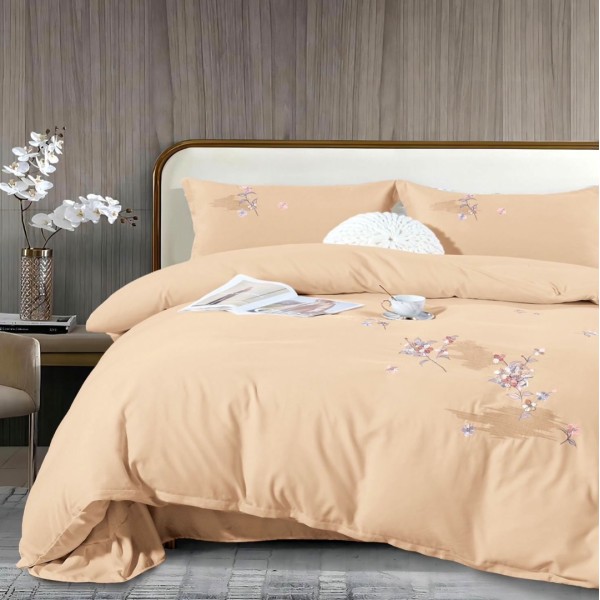Lenjerie pat dublu, Finet All Season Deluxe cu BRODERIE, 4 piese, Bej [1]