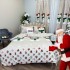 Set Lenjerie Pat Dublu Crăciun 4 Piese + 2 Draperii 150x235cm din Bumbac Ranforsat – Confort și Eleganță, Fabricat în România, Bej, Verde, Rosu, Oameni de Zapada, brazi, fulgi de nea [2]