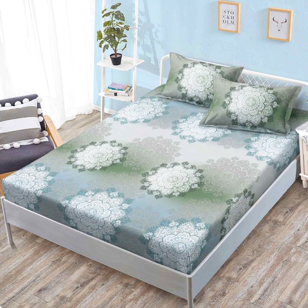 Cearsaf cu elastic, FINET, 160x200cm, 2 fete de perne 50x70cm, Menta, Model Oriental – confort si eleganta pentru patul tau [1]