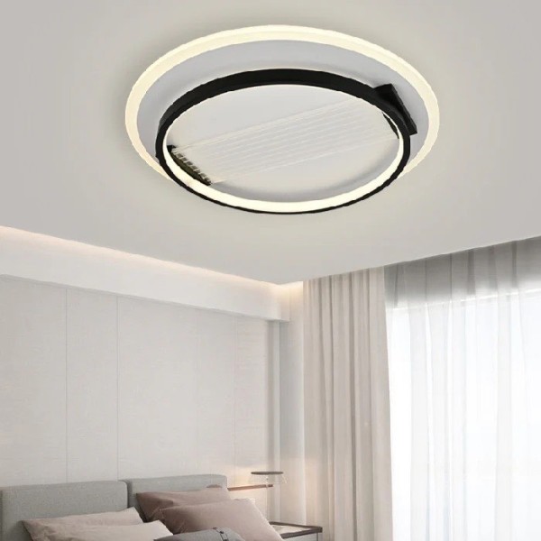 Lustra LED RFAN, Model R9053/R, Cu Telecomanda, 3 Tipuri De Lumina, Intensitate Reglabila, 102W, Negru/Alb [1]