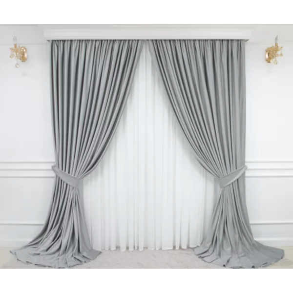 Draperie Blackout 80%, din catifea Gri deschis - 140cm x 150cm , Rejansa pt. sina  [1]