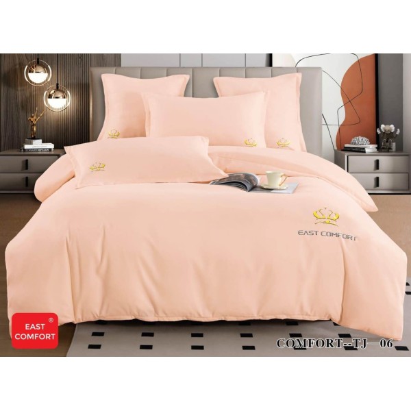 Lenjerie Pat Dublu Premium HoReCa 6 Piese,  Finet cu Logo Brodat EAST COMFORT - Confort și Eleganță pentru Hoteluri și Pensiuni, Somon [1]