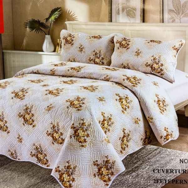 Cuvertură Pat Dublu, 3 Piese, Bumbac 100% Imprimat – Calitate Premium, cu Imprimeu Durabil, cod CSA-CV44 [1]