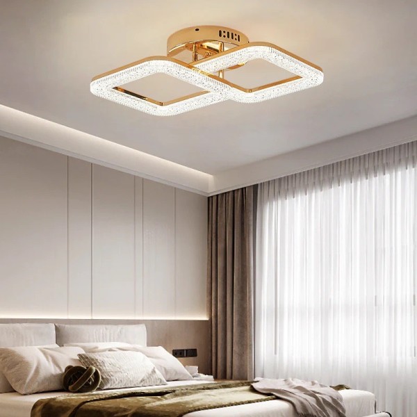 Lustra LED RFAN, Model J230/2, Cu Telecomanda, 3 Tipuri De Lumina, Intensitate Reglabila, 64W, Auriu [1]