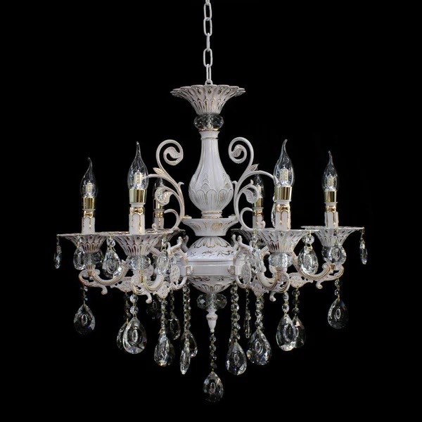 Candelabru RFAN, Model 1018/8B, Cu Margele Tip Cristal, Metal, 8 X E14, Alb [1]